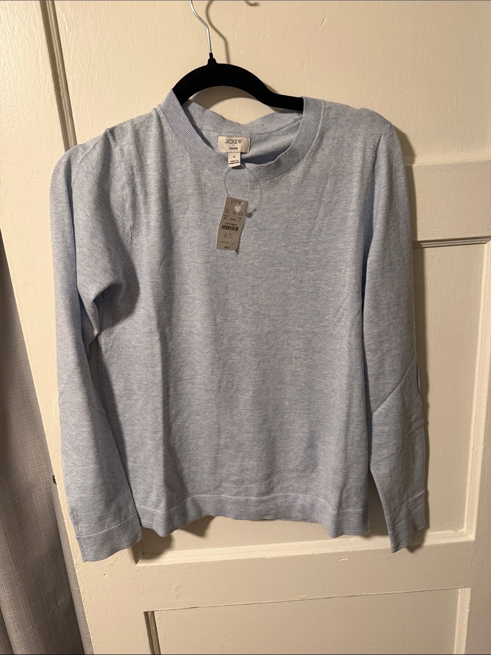 J. Crew Teddie 100% Cotton Lightweight Crewneck Sweater Light Blue Size Small